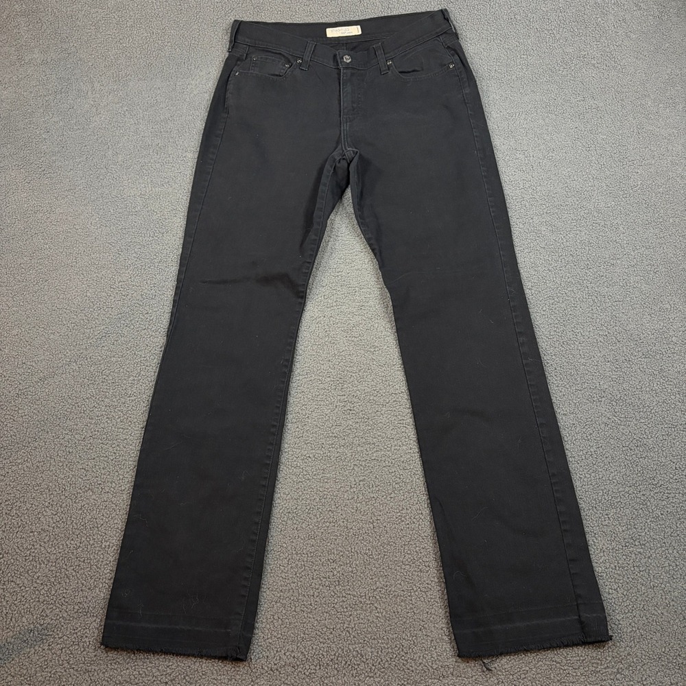 Levi's 505 Jeans Womens 12 Black Straight Leg Raw Hem Stretch Denim Pants
